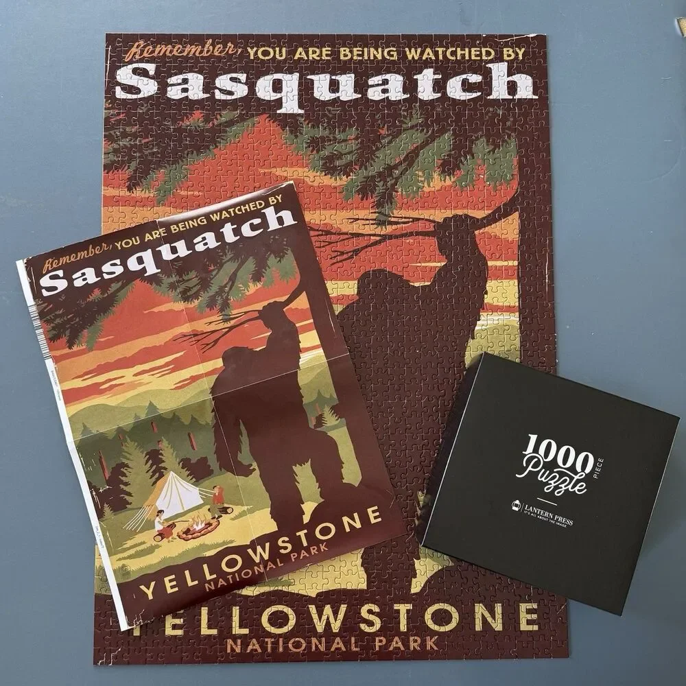 Lantern Press 1000 Piece Puzzle - Yellowstone National Park Sasquatch - Complete